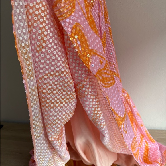 STINE GOYA Francisca Sequin Maxi Dress Women’s Sz M pink/orange NWOT - Picture 5 of 12